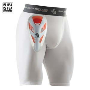 lot 9781 image: Shock Doctor Sport  Compression Athletic Shorts with Protective Cup  Adult Mens  Large  White - Retail $20