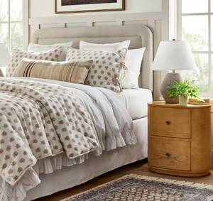 lot 9736 image: 2 Drawer Nightstand Natural Wood - Threshold designed with Studio McGee SMALL CRACK IN BACK - Retail $250