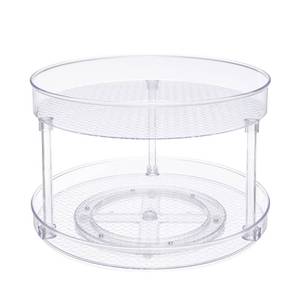 lot 1095 image: Amazon Basics 2 Tier Lazy Susan Turntable Organizer for Condiments, 12 Diameter, Clear