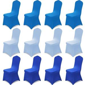 lot 1105 image: Oudain 12 Pcs Blue Folding Chair Covers Universal Spandex Chair Slipcovers Washable Removable Stretch Protector Covers for Wedding Birthday Party Decoration