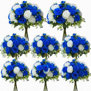 lot 1111 image: Geosar 8 Bundles Artificial Peonies Flowers Fake Silk Peony Bouquet Faux Peonies Flowers Bulk for Decoration Vase Floral Arrangements Wedding Party Table (Royal Blue,White)