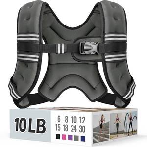 lot 1119 image: Zeerun Weighted Vest for Women & Men with Reflective Stripe and Adjustable Buckle, Comfortable & Durable Rucking Vest for Walking, Running & Strength Training, 10LBS-Gray