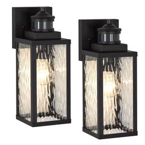 lot 1132 image: MDENLT 2 Pack Motion Sensor Outdoor Wall Lights,Updated Dusk to Dawn Outdoor Lighting, Exterior Light Fixtures Wall Mount With Water-Rippled Glass,Waterproof Black Porch Light Outside Lights for House