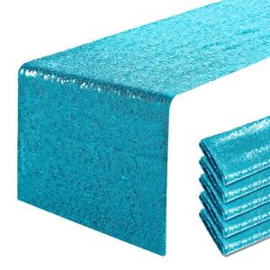 lot 2263 image: 6 Packs 12 x 72 inches Turquoise Sequin Table Runner, Glitter Runner for Birthday Party Supplies Decorations Wedding Bachelorette Holiday Celebration Bridal Shower Baby Shower