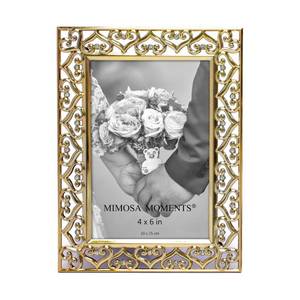 lot 2275 image: MIMOSA MOMENTS 4x6 Brass-Tone Heart Metal Picture Frame with Rhinestones, Decorative Photo Frame for Wedding, Anniversary, Birthday Gifts, Tabletop Display Only