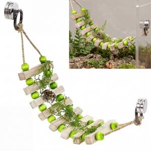 lot 2276 image: Lanxitown Jumping Spider Enclosure Accessories Magnetic Jumping Spider Rope Bridge with Artificial Moss Handmade Rectangular Solid Wood Suspension Bridge (Green)