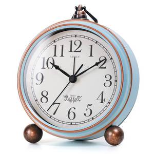 lot 2278 image: AYRELY� 5.3 Vintage Analog Alarm Clock, Battery Operated Metal Desk Clock, Retro Table Clock with Light for Living Rooms, Bedrooms, Shelf, Home Decor(Light Blue)