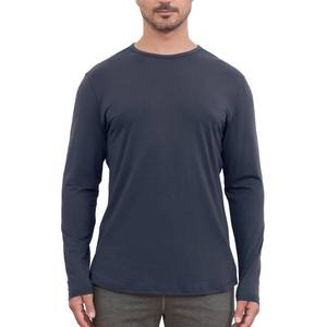 lot 2288 image: netdraw Mens Ultra Soft Long Sleeve Bamboo Viscose T-Shirt, Curved Hem Lightweight Cooling Cotton Blend Casual Tee, LS Navy, X-Large