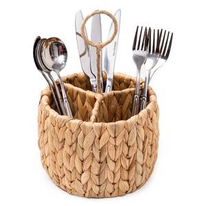 lot 2298 image: KOLWOVEN Wicker Flatware Organizer, Kitchen Utensil Holder for Countertop, Silverware Caddy Natural Woven Flatware Caddy with 3 Compartments, Cooking Utensil Organizer
