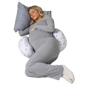 lot 3657 image: Boppy Side Sleeper Pregnancy Pillow, Gray Falling Leaves, Portable, Supportive Pregnancy Pillows for Sleeping on Your Side, Stay-Put Design with Stretchy Center Panel That Grows with Your Bump
