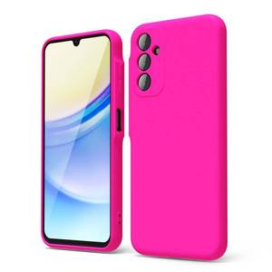 lot 4245 image: oakxco for Samsung Galaxy A15 5G Case Liquid Silicone, Neon Bright Solid Color, Soft Rubber Gel Elegant Thin Slim TPU Matte Smooth Case with Camera Lens Cover for Women Girl Cute, Hot Pink