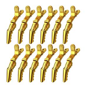 lot 4247 image: Premium Hair Clips 12 Pack - Large Croc Clips for Thick Hair Styling and Sectioning - Gold