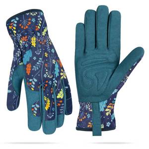 lot 4253 image: Leather Gardening Gloves for Women, Abrasion Garden Gloves Scratch Resistant Breathable for Weeding, Digging, Planting, Raking & Mowing (Leaf Blue, Medium)