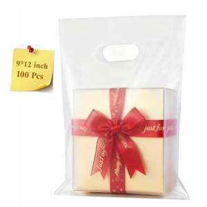 lot 4261 image: COSGOOLK 100 Pcs Plastic Bags With Handles 9x12, Clear Gift Bags Shopping Merchandise bags for Small Business Retail Stores Gifts