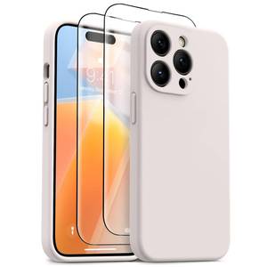 lot 4267 image: OTOFLY for iPhone 14 Pro Case, Upgraded Silicone 14 Pro Phone Case 2 Pack Screen ProtectorsCamera Protection Shockproof Women Men Girl Protective Case Cover for iPhone 14 Pro 6.1 - Stone