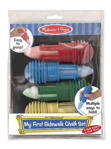 lot 4283 image: Melissa & Doug My First Sidewalk Chalk Set with Holders - 4 Chalk Sticks and 4 Holders