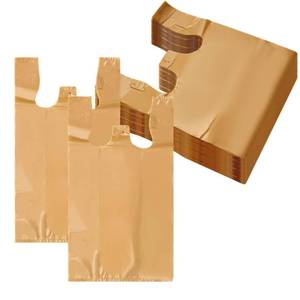 lot 4297 image: ROYALNA 100ct Plain Beige (12 x 6.5 x 21) Plastic T shirt Grocery shopping bags Reusable and Disposable for Restaurants, Convenience Stores, Food, Supermarket (Plain Beige, 100)