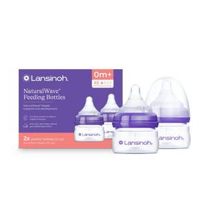 lot 4299 image: Lansinoh Anti-Colic Baby Bottles, BPA-Free Plastic, 2 Ounces, 2 Count, Extra Slow Flow Nipples (Size XS), Breastfeeding Bottle with NaturalWave Design