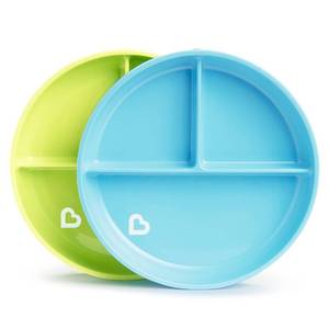 lot 4314 image: Munchkin Stay Put Suction Plates for Baby and Toddler, 3 Divided Sections , BlueGreen