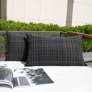 lot 4324 image: Kevin Textile Pack of 2 Decorative Outdoor Waterproof Pillow Covers Garden Cushion Sham Throw Pillowcase Shell for Patio Tent Couch 12x20 Inch Black