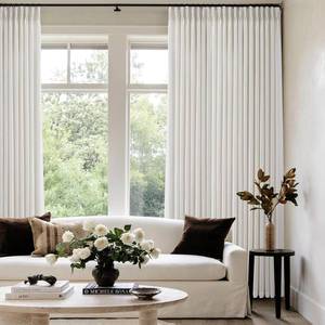lot 6204 image: 92 Inch Pleated Linen Curtains 2 Panels Set for Living Room Bedroom Natural Cream Beige Ivory Linen Textured Pinch Pleat Drapes Light Filtering Semi Sheer Curtains for Dining Room with Hooks Clips