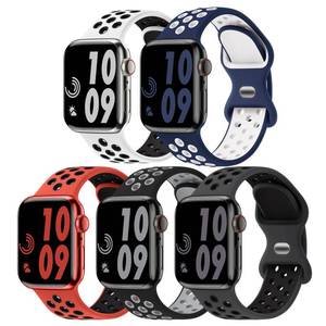 lot 6218 image: 5 Pack Sport Bands Compatible with Apple Watch Band 44mm 45mm 46mm 42mm 41mm 40mm 38mm 49mm for Men Women, Breathable Silicone Wrist Strap for iWatch Series 11 10 9 8 7 6 5 4 3 2 1 SE3 2 1 Ultra3 2 1