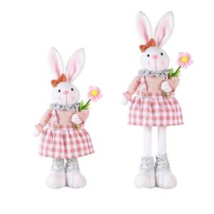 lot 6234 image: Stretch Legs Easter Bunny Decoration��Easter Bunny Figurines Home Decoration,for Table Home Office Table Shelf Spring Decor Christmas Ornament ��for desks, fireplaces, or placed on tables (Pink)