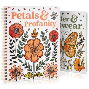 lot 6238 image: Beautiful Coloring Book Set of 2 for Adult Relaxation - Funny Coloring Books with Floral Designs for a lot of Laughs - The Perfect Stress-Relieving Gift for Women