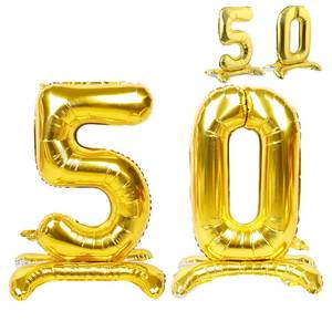 lot 6245 image: 50 Balloon Numbers Gold Giant Self Standing Number 50 Balloon Birthday Foil Balloons for 50th Birthday Party Decorations 50 Anniversary Party Supplies