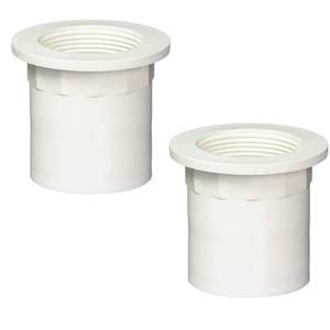 lot 6252 image: Westbrass 442P-2 1-12 NPMS Thread x 2-12 Straight Tub Drain Adapter with Slip Inlet, Sch 40 PVC White (2-Pack)