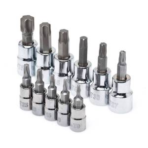 lot 6256 image: Husky 14 and 38 in. Drive Torx Bit Socket Set (11-Piece) incomplete