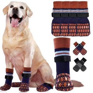 lot 6280 image: Kuoser Non Slip Dog Socks for Hardwood Floors, 4Pack Anti-Slip Dog Grippy Socks to Prevent Licking Paws, Dogs Booties Paw Protectors with Double-Sided Traction for Small Medium Large Senior Dogs, L