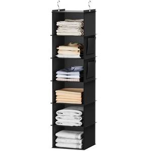 lot 6294 image: YOUDENOVA Hanging Closet Organizers and Storage, 6-Shelf Hanging Closet Shelves, Black