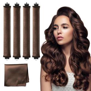 lot 6296 image: HAIOLORPRO Heatless Hair Curler Velvet, Heatless Curls Overnight Hair Curlers to Sleep in, Overnight Rods Heatless Curls for Short Long Hair All Hair Types Styling Tools-4PCS Brown