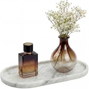lot 11238 image: YKAJO 11.6 x 5.9 Oval Real Marble Tray for Bathroom & Kitchen Counter �� 100% Natural Stone Decorative Vanity Tray for Dresser & Perfume �� Heavy Catchall Organizer for Soap & Jewelry, White Gray