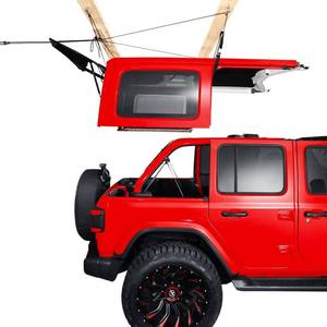 lot 11239 image: Hard Top Removal Lift for Jeep Wrangler JK JL, Easy Operation Roof Hoist with Anti-Drop System, Universal Jeep Hardtop Hoist Supports 8-16 ft Ceilings