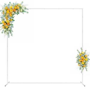 lot 11242 image: Wedding Arch Backdrop Stand 6.6x6.6 FT Square Wedding Arches for Ceremony White Metal Arch Stand for Wedding Bridal Shower Birthday Party Garden Floral Wedding Arbor Anniversary Event Decor