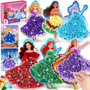 lot 11253 image: 8PCS Poke Art Kits - Magical Princesses, Mess-Free Fabric Creative Art, DIY Arts and Crafts Toys for Kids Ages 3-12, Birthday Gifts & Party Favors for Girls & Boys 4, 5, 6, 7, 8, 9 Years Old