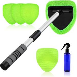 lot 11262 image: XINDELL 24-inch Windshield Cleaner Tool �� Upgrade Large Head Car Interior&Exterior Window Cleaning Kit with Extendable Handle & 4 Microfiber Pads, Auto Wiper Brush for Car, Trucks, SUVs, RVs & Home