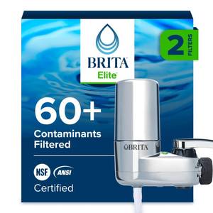 lot 11264 image: Brita Faucet Mount Water Filter System, Chrome, No-Wait Filtration, Easy Install, Multi-Use Tap Water Filter for Kitchens, Bathrooms & Small Spaces (Used)