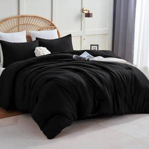 lot 11277 image: CozyLux Comforter Full Size Set Black, 3 Pieces Solid Lightweight Soft Bed Set for All Season, Luxury Breathable Quilted Style Microfiber Down Alternative Bedding Sets (1 Comforter & 2 Pillowcases)