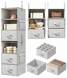 lot 11285 image: Vailando 6-Shelf Hanging Closet Organizer with 3 Drawers, 2 Separable 3-Shelf Closet Organizers and Storage for Wardrobe Organization, Hanging Dresser for Nursury & Dorm Clothes Organizer