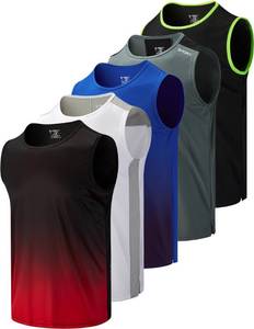 lot 11292 image: Liberty Imports Pack of 5 Mens Stretch Cool Dry Muscle Tank Tops Athletic Crewneck Sleeveless Workout Shirts (Set 3, 4X-Large)(missing 2)