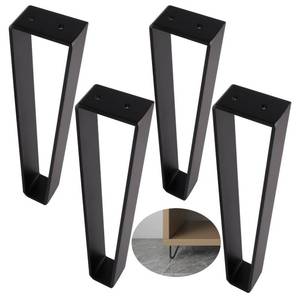 lot 11295 image: Osring 12 Inch Trapezoid Furniture Legs 4pcs, Solid Steel Furniture Hairpin Leg for Side Table, TV Stand and Cabinet, Black