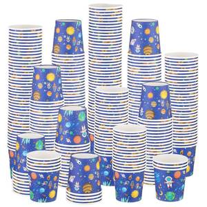 lot 11296 image: Amyhill 300 Pack 5 oz Cups for Kids Universe Paper Cups Disposable Astronaut Cups Small Bathroom Planet Cups Mini Mouthwash Cup Bulk for Christmas Universe Party Picnic