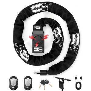 lot 11299 image: eMjollRay Anti-Theft Bike Alarm Chain Lock,Bike Lock 110dB Security 8mm x 4ft Chain Lock with Key & Remote Control Heavy Duty Steel Rechargeable E-Bike Scooter Bike Lock (Storage Bag Included)