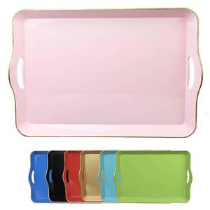 lot 11309 image: Leemxiiny Pink Decorative Tray for Coffee Table with Handles, Plastic Rectangular Serving Tray for Living Room, Bathroom, Outdoors, 11.817.3