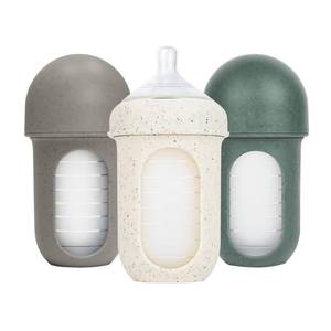 lot 11328 image: Boon Nursh Bottles - Silicone Baby Bottles Help Ease Colic Symptoms - Reusable Food-Grade Silicone Pouches with Polypropylene Shell - Medium Flow - 8 Oz - Speckle Green