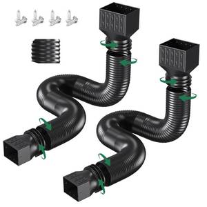 lot 11340 image: 2 Pack Rain Gutter Downspout Extensions, Upgraded Flexible Drain Down Spout Extender for Rain Water Drainage, Each Extendable from 20 to 66, Combine to 10 ft with Connector(Black)