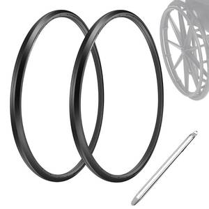 lot 11343 image: Migeek Wheelchair Rear Wheel Replacement Tire, 24 X 1 Universal Flat-Free Polyurethane Tire,Equipped With Installation Tools, Wheelchair Accessories For All Brands(1 Pair)